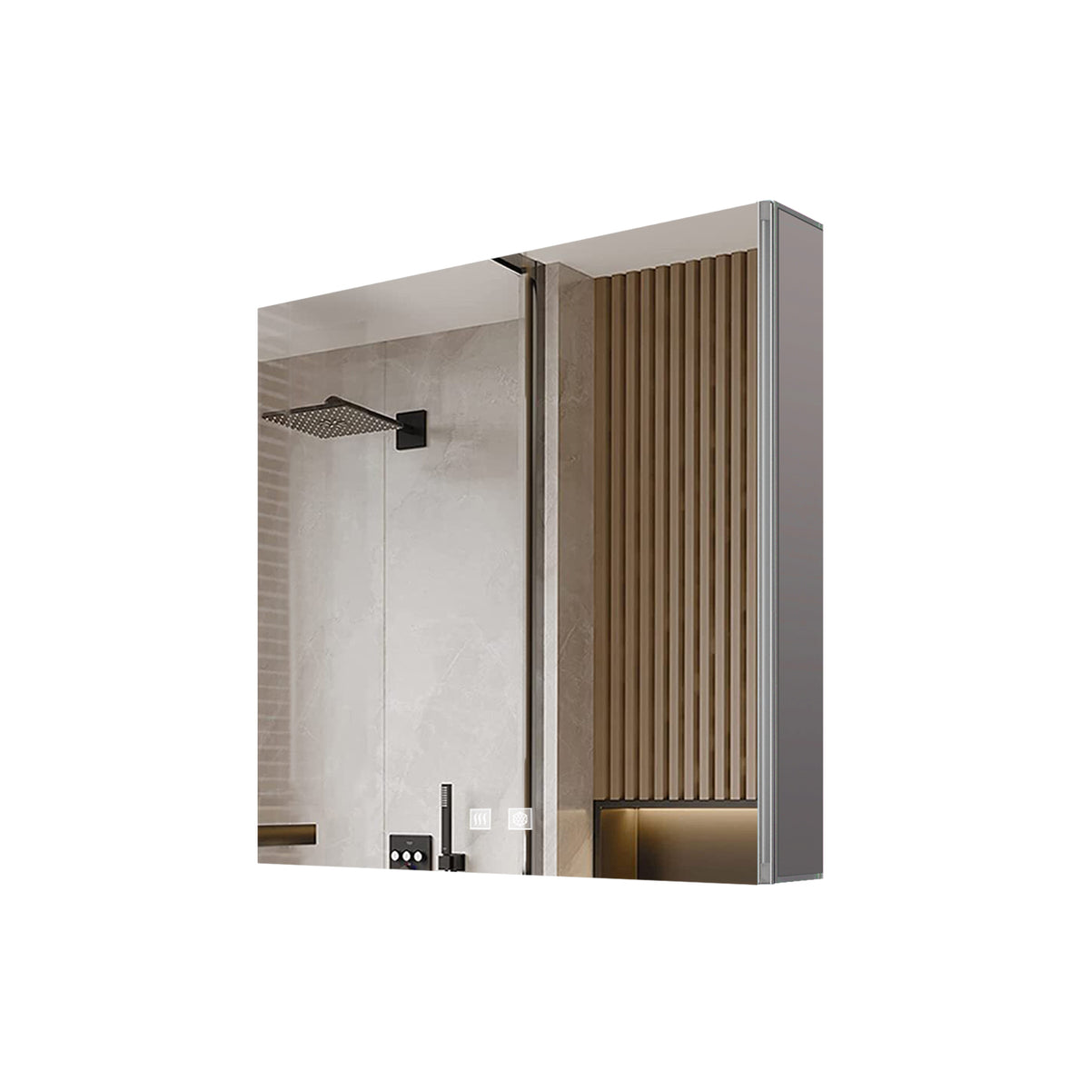 Lexora Corsica 20 in W x 28 in H Surface-Mount LED Mirror Medicine Cabinet with Defogger)