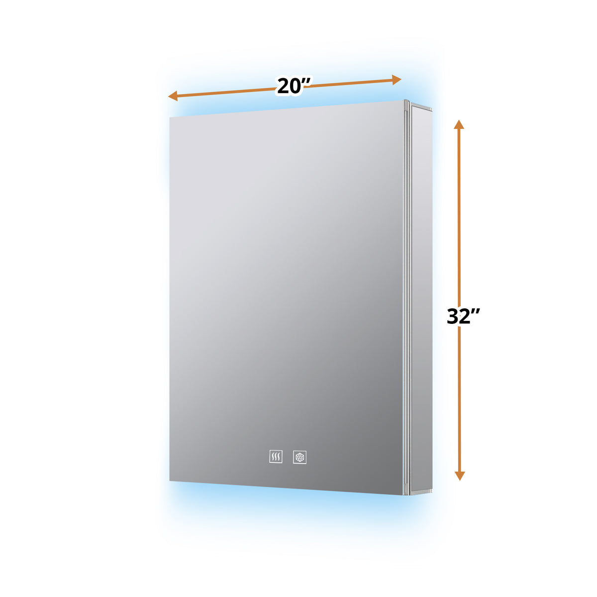 Lexora Corsica 20 in W x 32 in H Surface-Mount LED Mirror Medicine Cabinet with Defogger)