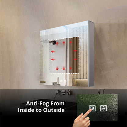 Lexora Corsica 20 in W x 32 in H Surface-Mount LED Mirror Medicine Cabinet with Defogger)