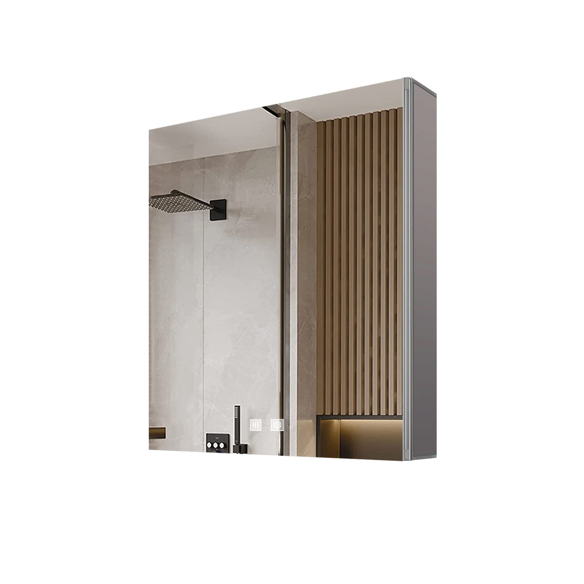 Lexora Corsica 20 in W x 32 in H Surface-Mount LED Mirror Medicine Cabinet with Defogger)