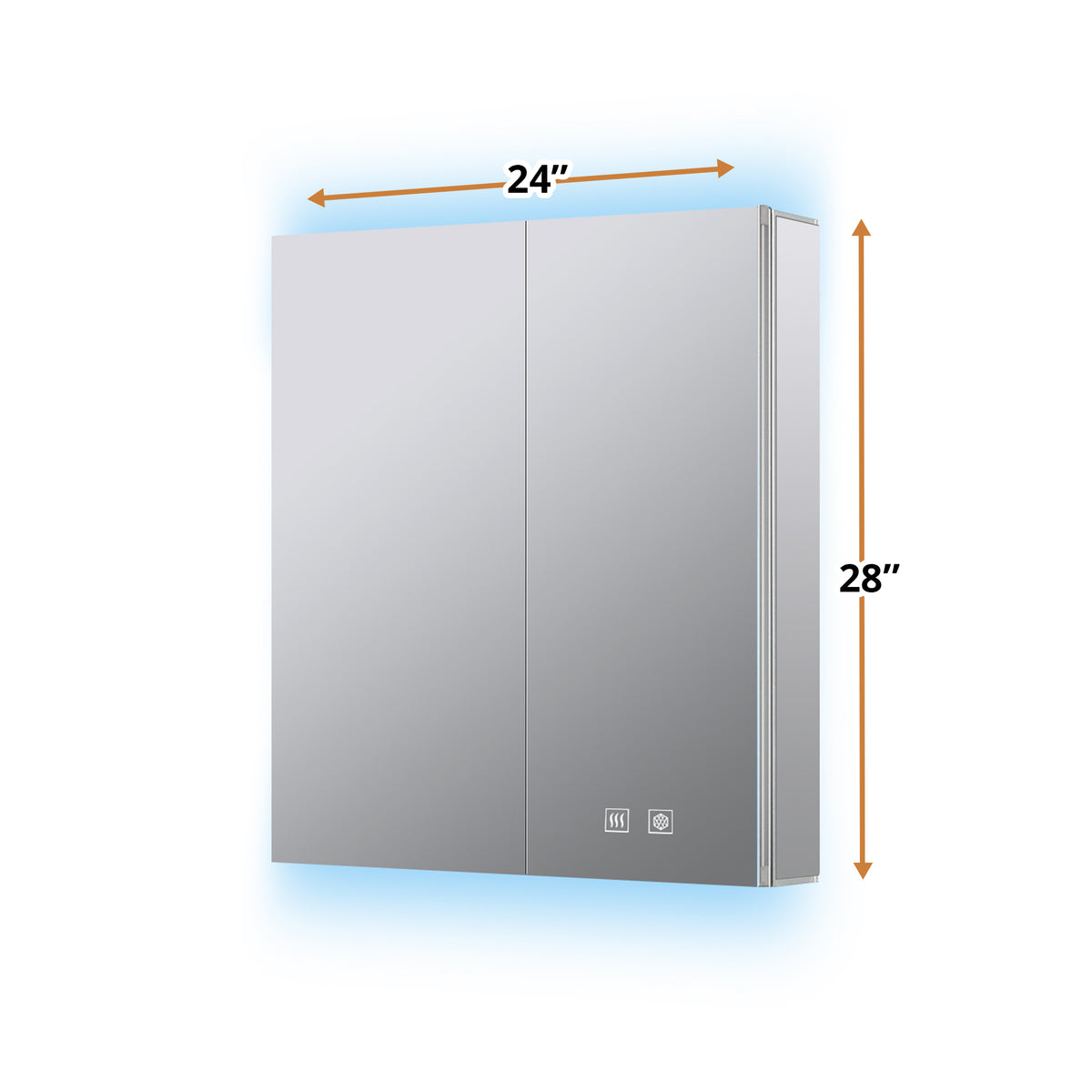 Lexora Corsica 24 in W x 28 in H Surface-Mount LED Mirror Medicine Cabinet with Defogger)