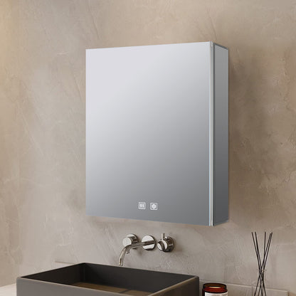 Lexora Corsica 24 in W x 28 in H Surface-Mount LED Mirror Medicine Cabinet with Defogger)