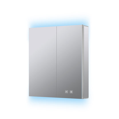 Lexora Corsica 24 in W x 28 in H Surface-Mount LED Mirror Medicine Cabinet with Defogger)