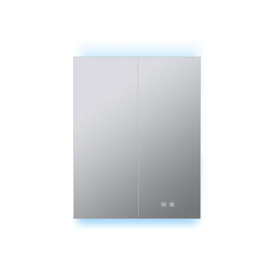 Lexora Corsica 24 in W x 28 in H Surface-Mount LED Mirror Medicine Cabinet with Defogger)