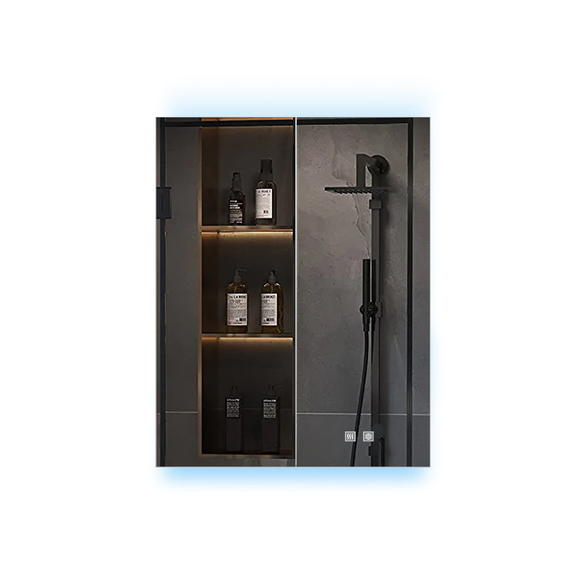 Lexora Corsica 24 in W x 28 in H Surface-Mount LED Mirror Medicine Cabinet with Defogger)