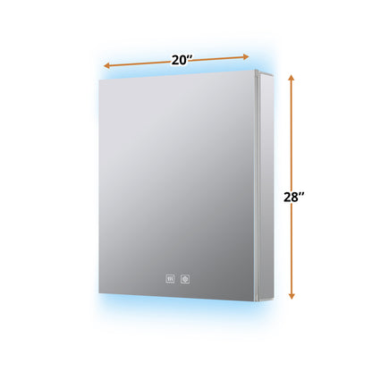 Lexora Corsica 24 in W x 30 in H Surface-Mount LED Mirror Medicine Cabinet with Defogger)