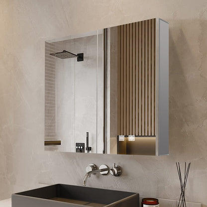 Lexora Corsica 24 in W x 30 in H Surface-Mount LED Mirror Medicine Cabinet with Defogger)