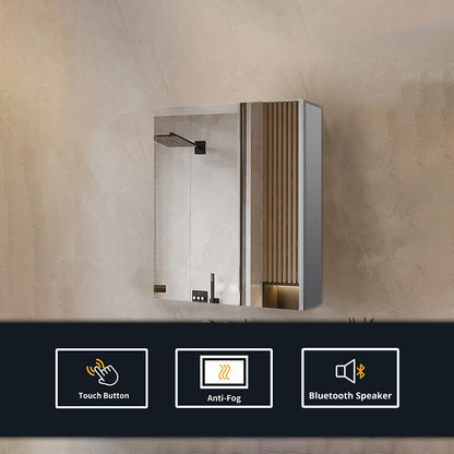 Lexora Corsica 24 in W x 30 in H Surface-Mount LED Mirror Medicine Cabinet with Defogger)