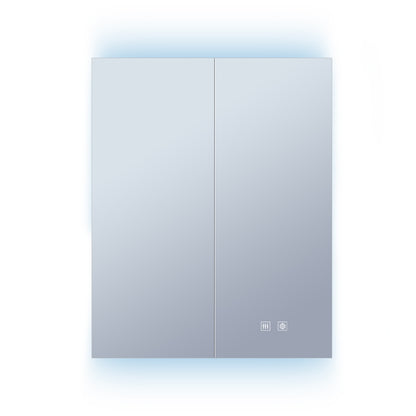 Lexora Corsica 24 in W x 30 in H Surface-Mount LED Mirror Medicine Cabinet with Defogger)