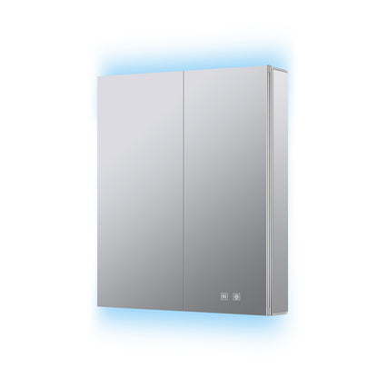 Lexora Corsica 24 in W x 32 in H Surface-Mount LED Mirror Medicine Cabinet with Defogger)
