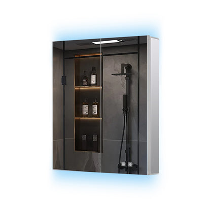Lexora Corsica 24 in W x 32 in H Surface-Mount LED Mirror Medicine Cabinet with Defogger)