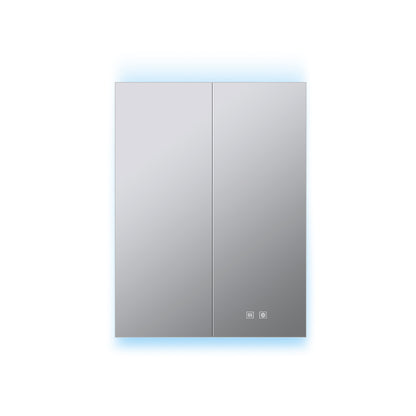 Lexora Corsica 24 in W x 32 in H Surface-Mount LED Mirror Medicine Cabinet with Defogger)