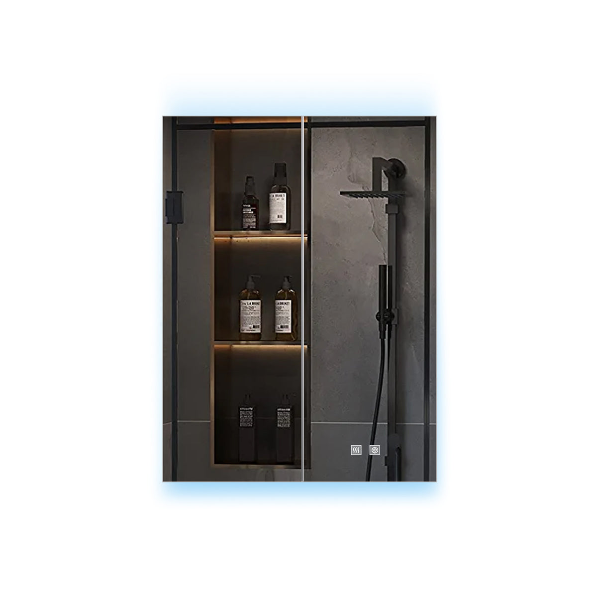 Lexora Corsica 24 in W x 32 in H Surface-Mount LED Mirror Medicine Cabinet with Defogger)