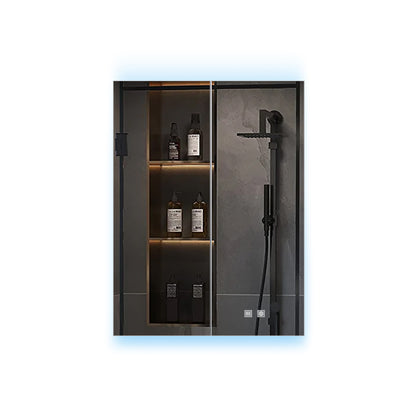 Lexora Corsica 24 in W x 32 in H Surface-Mount LED Mirror Medicine Cabinet with Defogger)