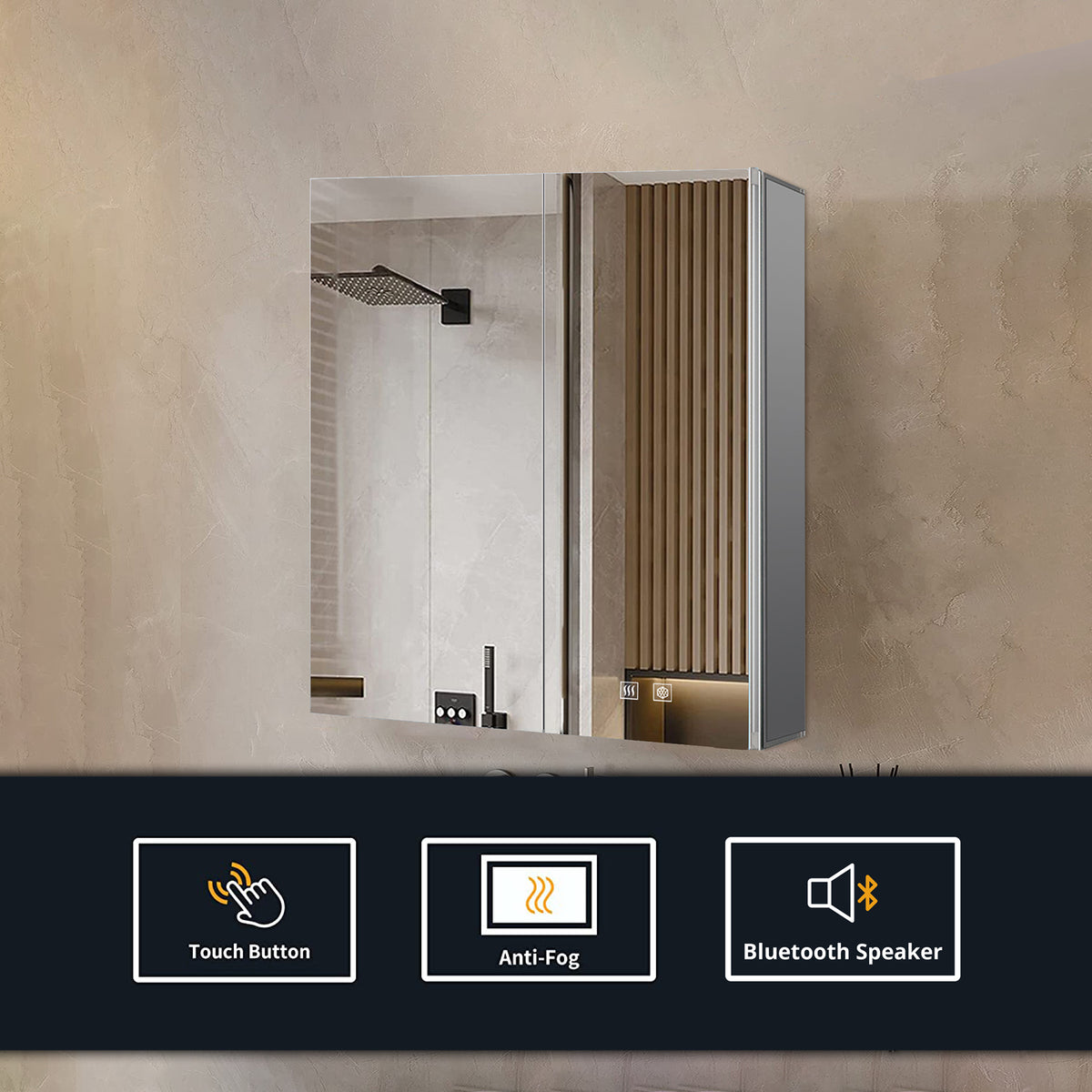 Lexora Corsica 30 in W x 36 in H Surface-Mount LED Mirror Medicine Cabinet with Defogger)