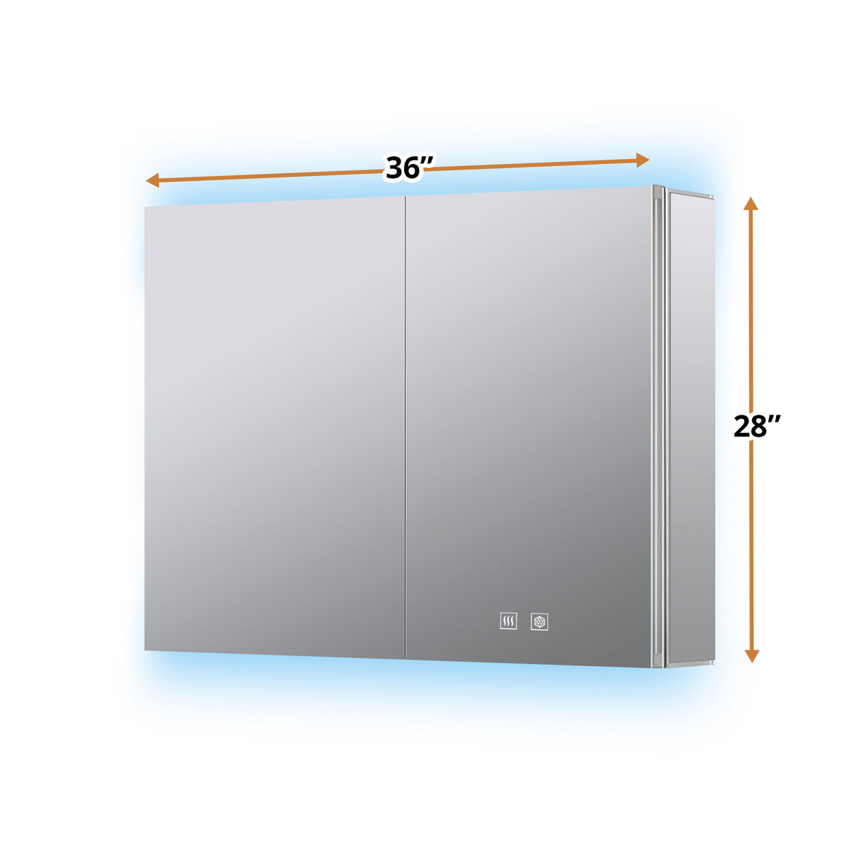 Lexora Corsica 36 in W x 28 in H Surface-Mount LED Mirror Medicine Cabinet with Defogger)