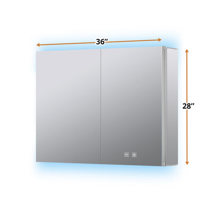 Lexora Corsica 36 in W x 28 in H Surface-Mount LED Mirror Medicine Cabinet with Defogger)