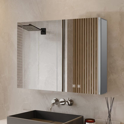 Lexora Corsica 36 in W x 28 in H Surface-Mount LED Mirror Medicine Cabinet with Defogger)