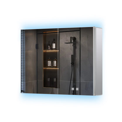 Lexora Corsica 36 in W x 28 in H Surface-Mount LED Mirror Medicine Cabinet with Defogger)