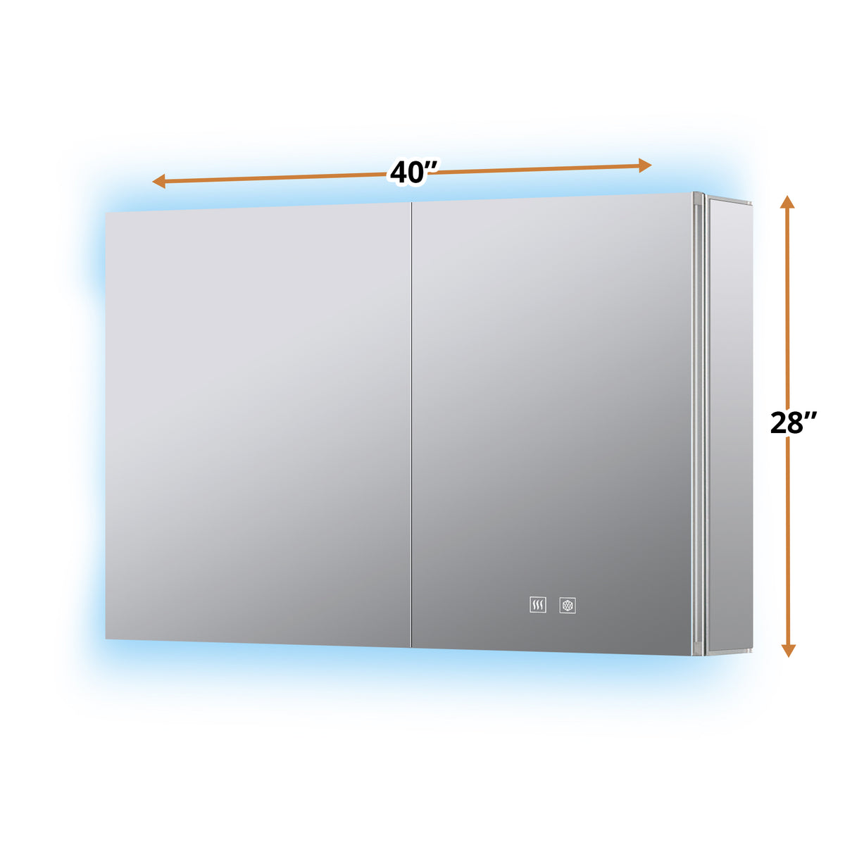 Lexora Corsica 40 in W x 28 in H Surface-Mount LED Mirror Medicine Cabinet with Defogger)