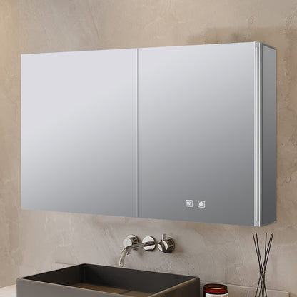 Lexora Corsica 40 in W x 28 in H Surface-Mount LED Mirror Medicine Cabinet with Defogger)