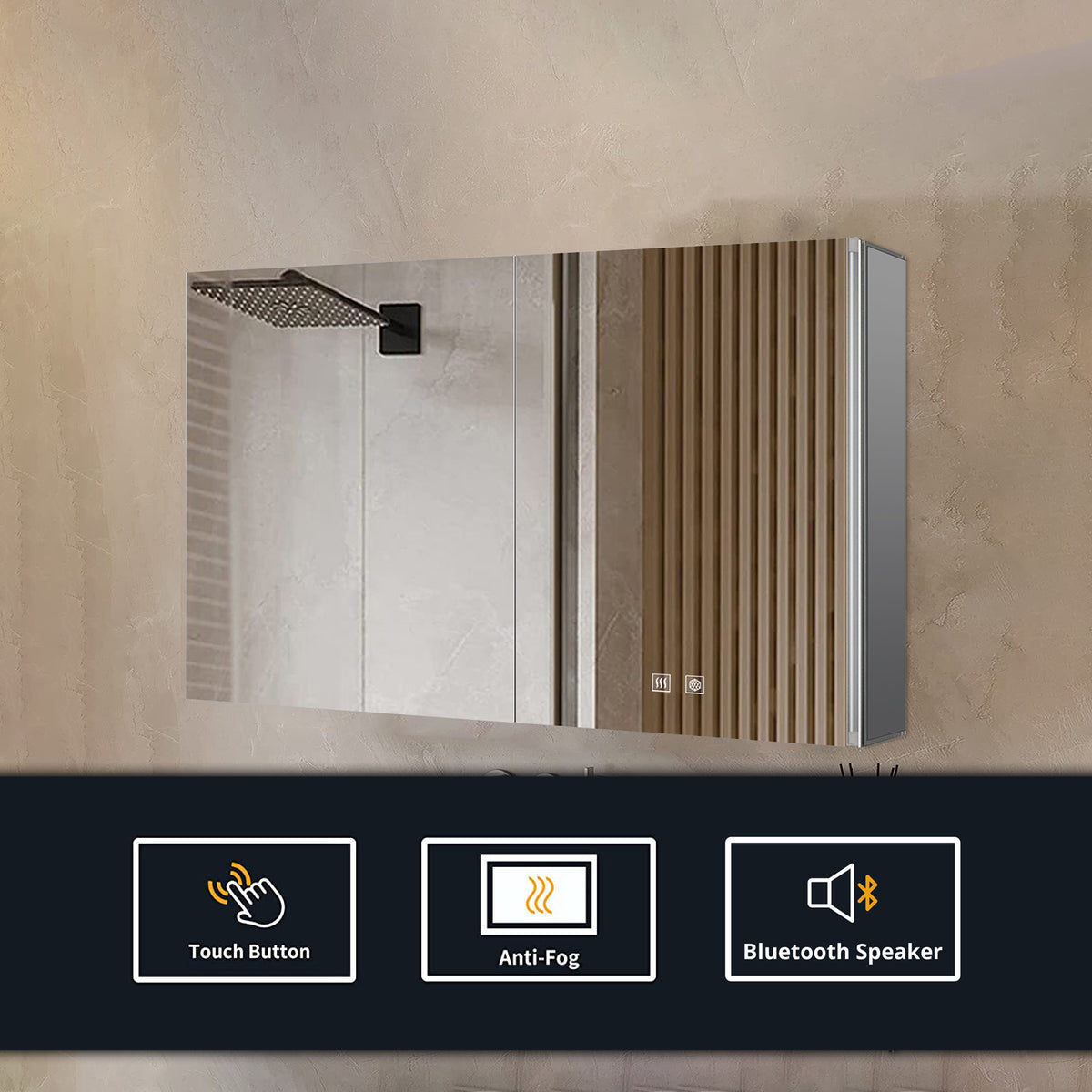 Lexora Corsica 40 in W x 28 in H Surface-Mount LED Mirror Medicine Cabinet with Defogger)
