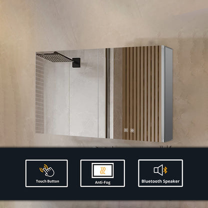 Lexora Corsica 40 in W x 28 in H Surface-Mount LED Mirror Medicine Cabinet with Defogger)
