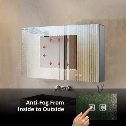 Lexora Corsica 40 in W x 28 in H Surface-Mount LED Mirror Medicine Cabinet with Defogger)