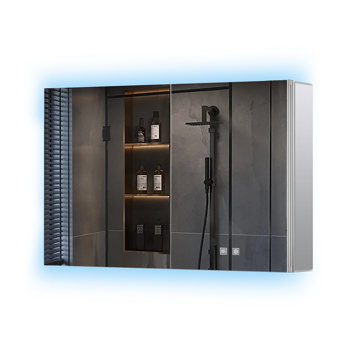 Lexora Corsica 40 in W x 28 in H Surface-Mount LED Mirror Medicine Cabinet with Defogger)