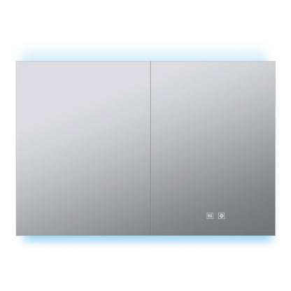 Lexora Corsica 40 in W x 28 in H Surface-Mount LED Mirror Medicine Cabinet with Defogger)