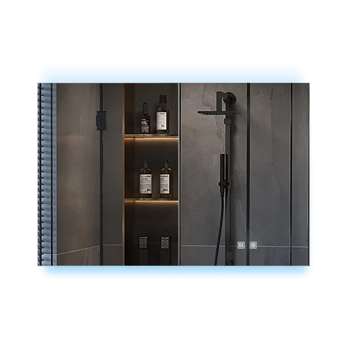 Lexora Corsica 40 in W x 28 in H Surface-Mount LED Mirror Medicine Cabinet with Defogger)