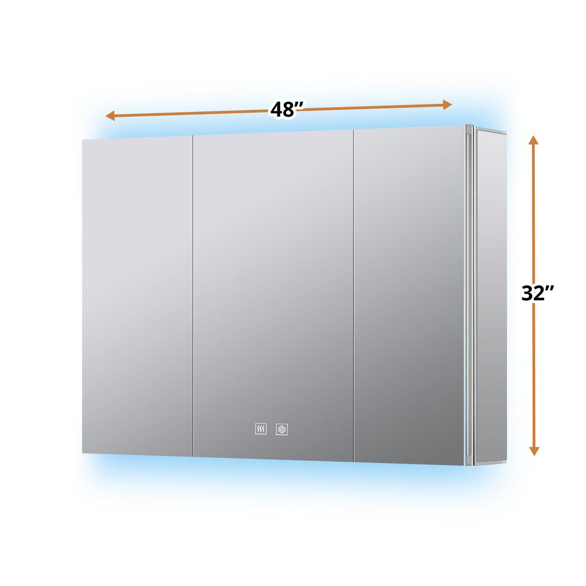 Lexora Corsica 48 in W x 32 in H Surface-Mount LED Mirror Medicine Cabinet with Defogger)