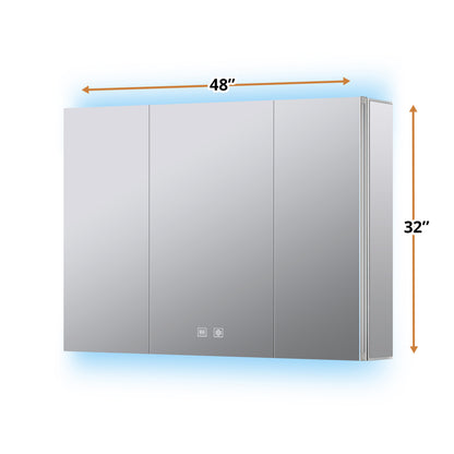 Lexora Corsica 48 in W x 32 in H Surface-Mount LED Mirror Medicine Cabinet with Defogger)