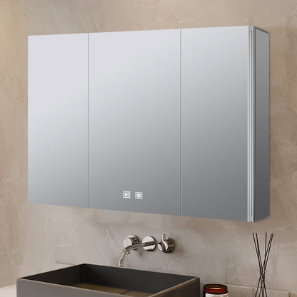 Lexora Corsica 48 in W x 32 in H Surface-Mount LED Mirror Medicine Cabinet with Defogger)
