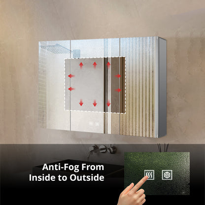 Lexora Corsica 48 in W x 32 in H Surface-Mount LED Mirror Medicine Cabinet with Defogger)