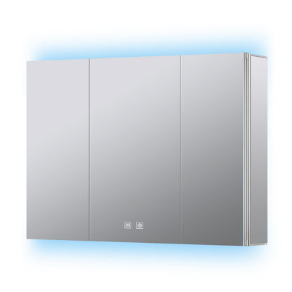 Lexora Corsica 48 in W x 32 in H Surface-Mount LED Mirror Medicine Cabinet with Defogger)