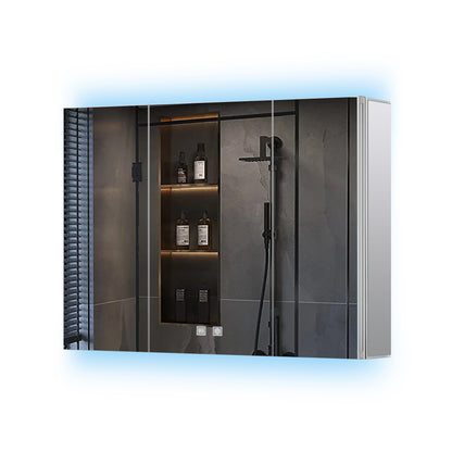 Lexora Corsica 48 in W x 32 in H Surface-Mount LED Mirror Medicine Cabinet with Defogger)