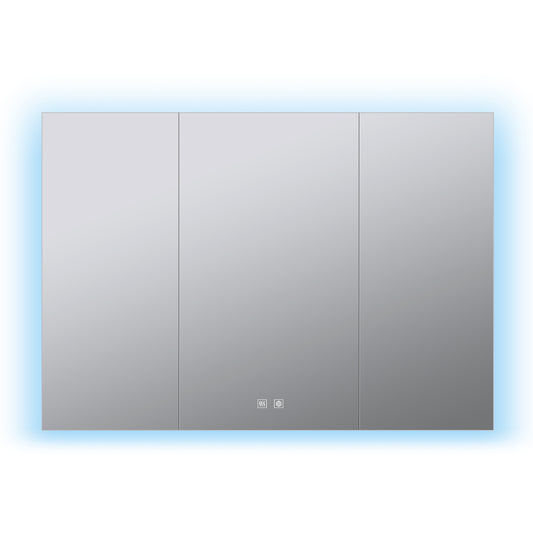 Lexora Corsica 48 in W x 32 in H Surface-Mount LED Mirror Medicine Cabinet with Defogger)