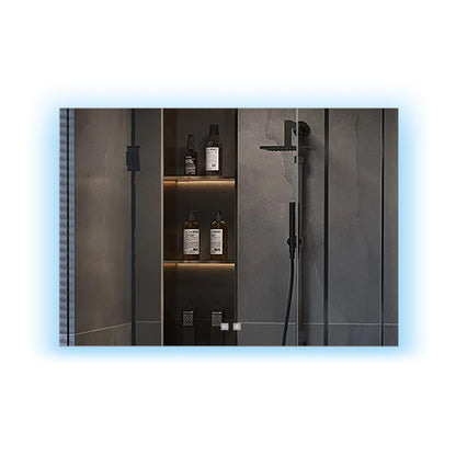 Lexora Corsica 48 in W x 32 in H Surface-Mount LED Mirror Medicine Cabinet with Defogger)