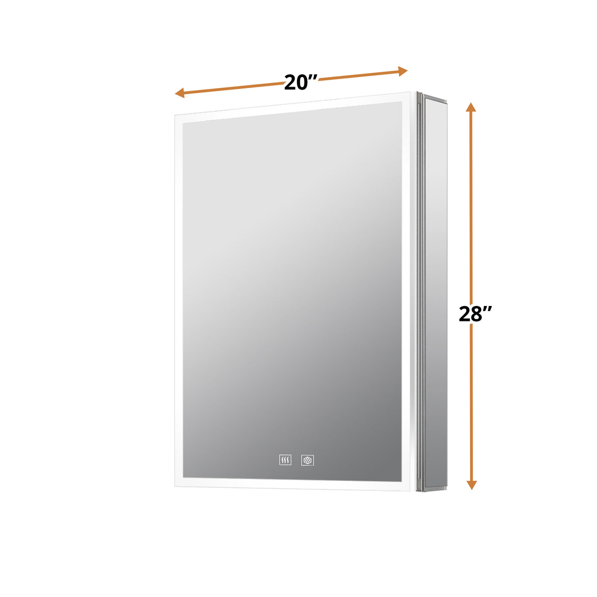 Lexora Mesa 20 in W x 28 in H Surface-Mount LED Mirror Medicine Cabinet with Defogger)