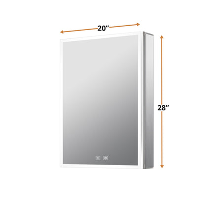 Lexora Mesa 20 in W x 28 in H Surface-Mount LED Mirror Medicine Cabinet with Defogger)