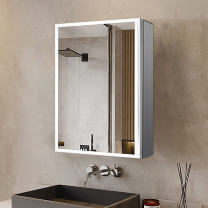 Lexora Mesa 20 in W x 28 in H Surface-Mount LED Mirror Medicine Cabinet with Defogger)