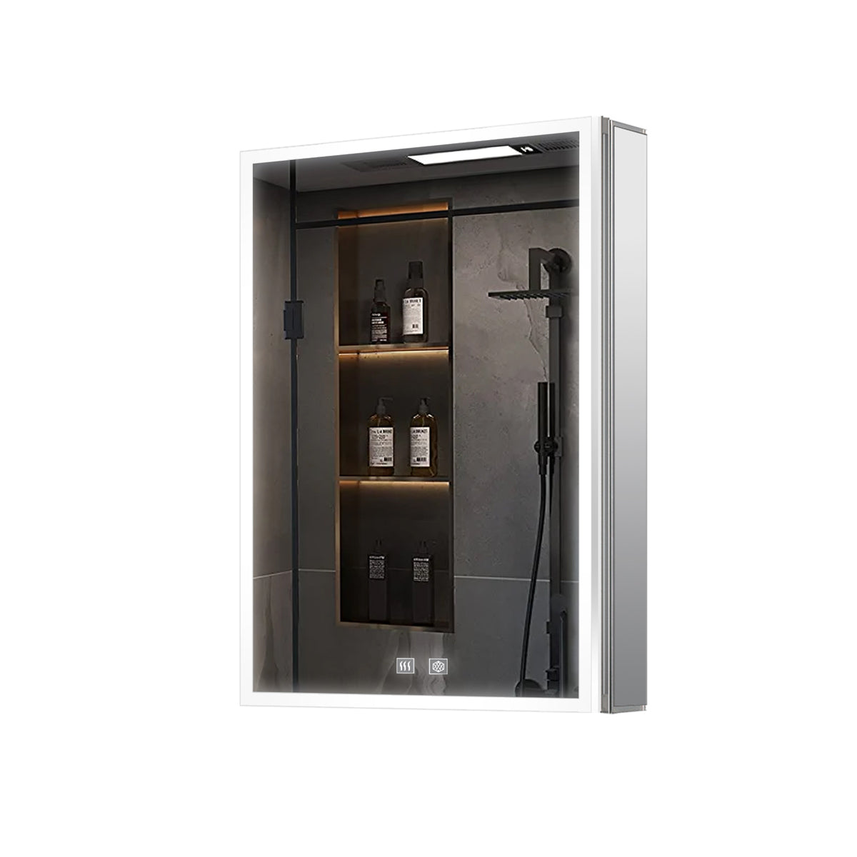 Lexora Mesa 20 in W x 32 in H Surface-Mount LED Mirror Medicine Cabinet with Defogger)