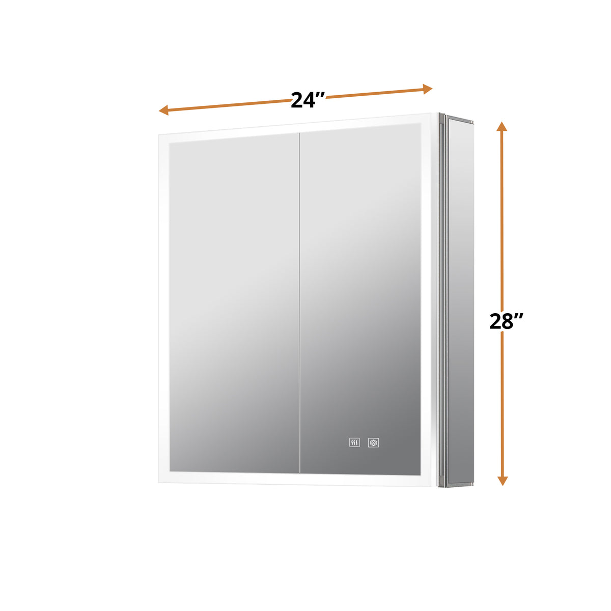 Lexora Mesa 24 in W x 28 in H Surface-Mount LED Mirror Medicine Cabinet with Defogger)