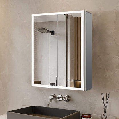 Lexora Mesa 24 in W x 28 in H Surface-Mount LED Mirror Medicine Cabinet with Defogger)