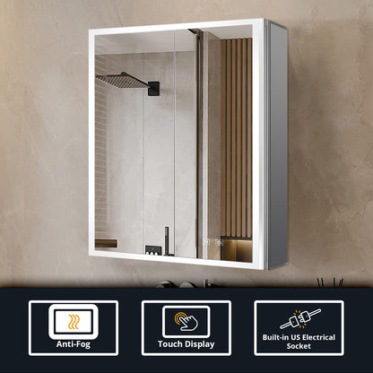 Lexora Mesa 24 in W x 28 in H Surface-Mount LED Mirror Medicine Cabinet with Defogger)