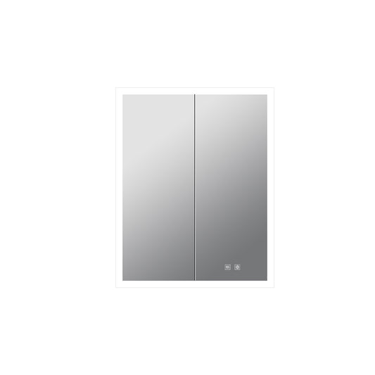 Lexora Mesa 24 in W x 28 in H Surface-Mount LED Mirror Medicine Cabinet with Defogger)
