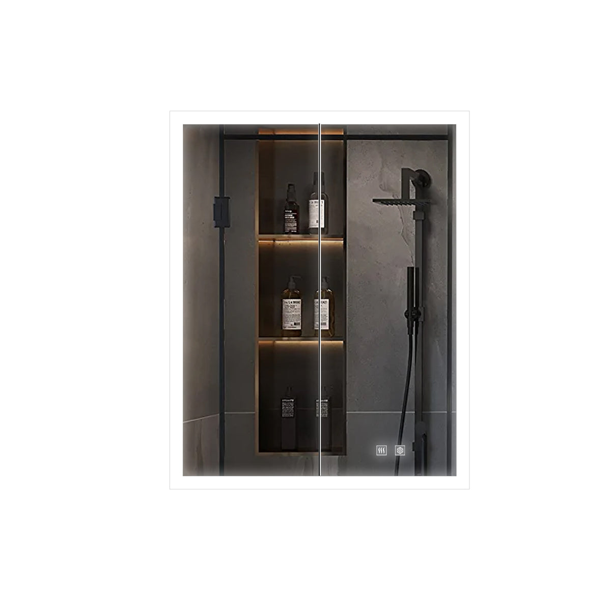 Lexora Mesa 24 in W x 28 in H Surface-Mount LED Mirror Medicine Cabinet with Defogger)