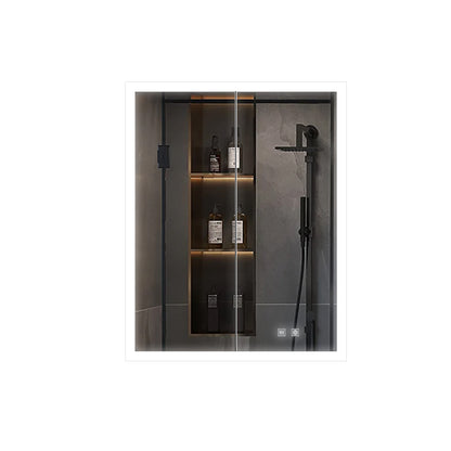 Lexora Mesa 24 in W x 28 in H Surface-Mount LED Mirror Medicine Cabinet with Defogger)