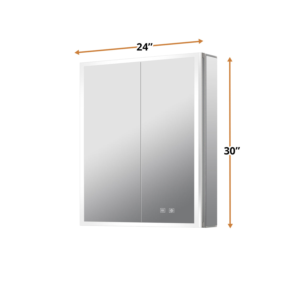 Lexora Mesa 24 in W x 30 in H Surface-Mount LED Mirror Medicine Cabinet with Defogger)